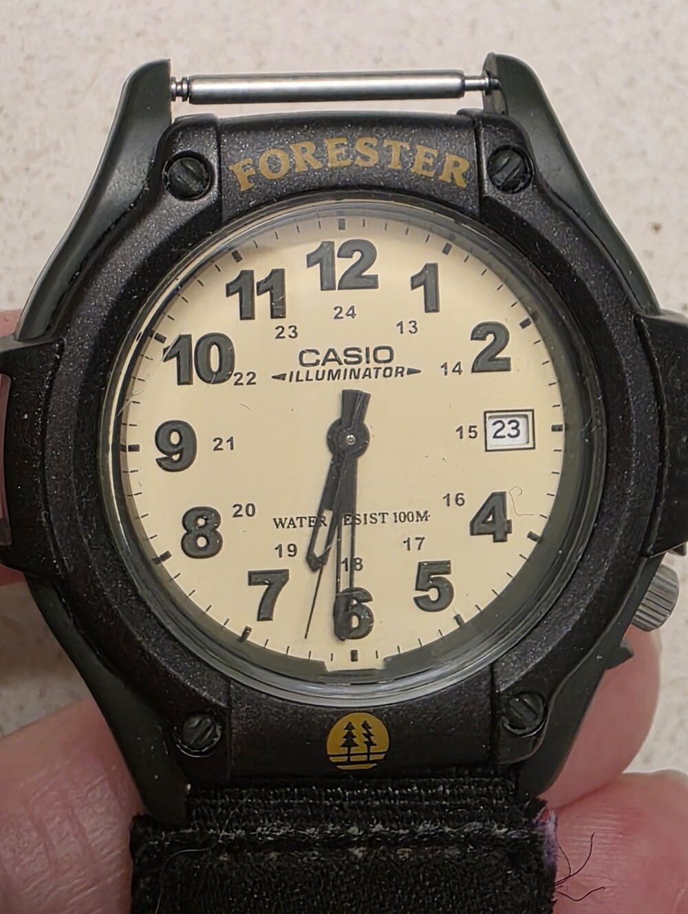 Casio Forester Men’s Black Field Watch with Cream Dial